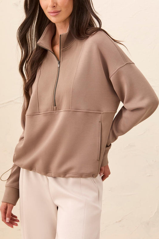 Tribal Mock Neck Top With Zipper
