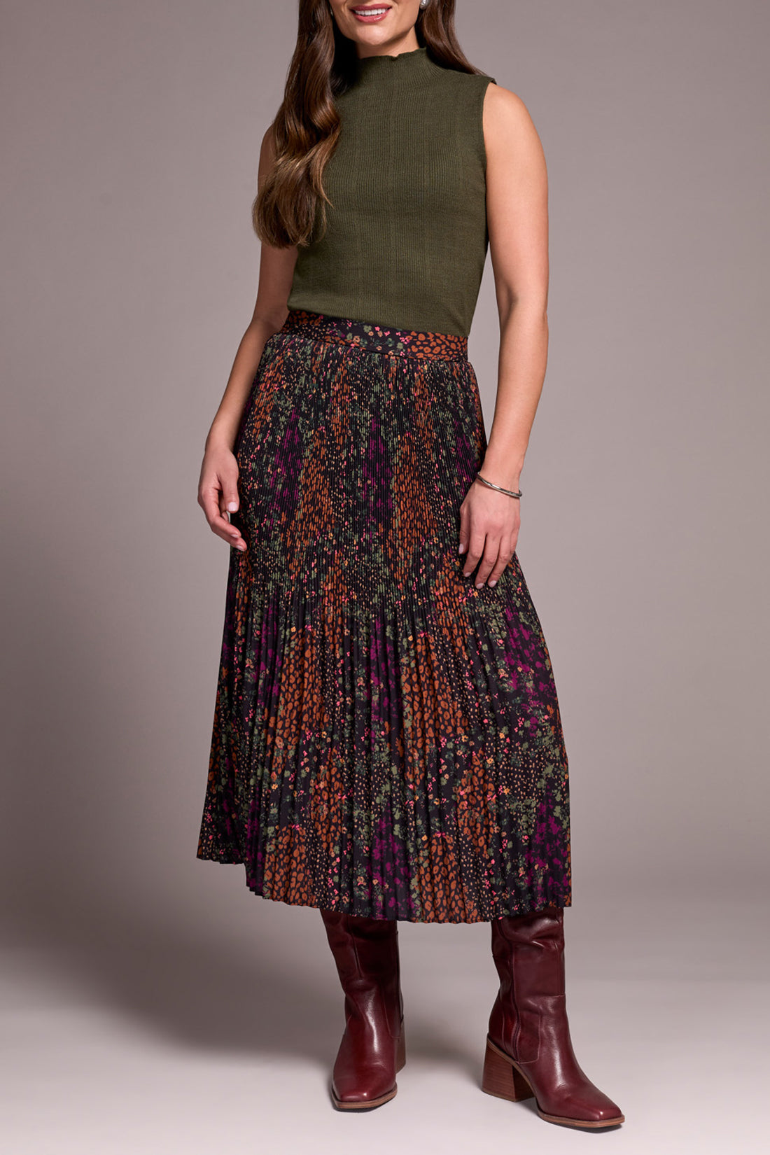 Tribal Plisse Skirt With Slit