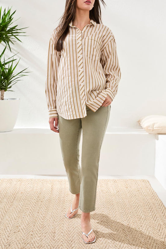 Tribal Roll Up Sleeve Button Front Shirt