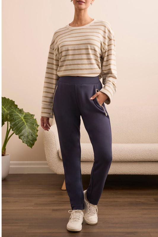 Tribal Techno Lux Contrast Trim Pull-On Ankle Pants