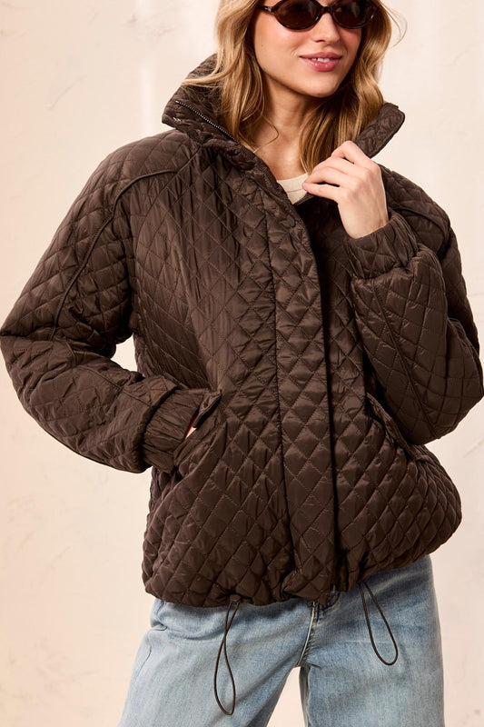 Tribal Zip Front Puffer Coat