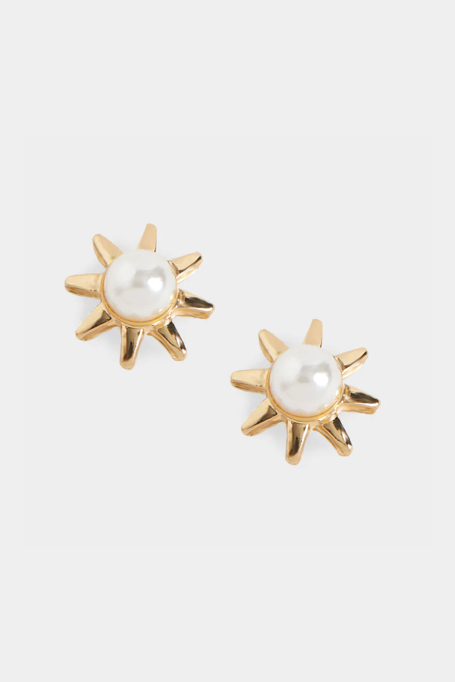 Sun Stud Earrings With Pearl