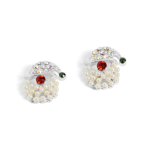 Holiday Mini Pearl Santa Stud Earrings