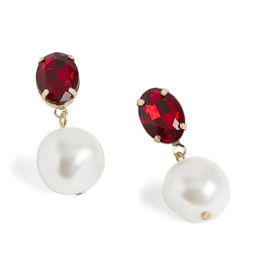 Whispers Gem Pearl Drop Earring - Multiple Color Options