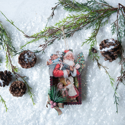 Santa With Children At Christmas Ornament