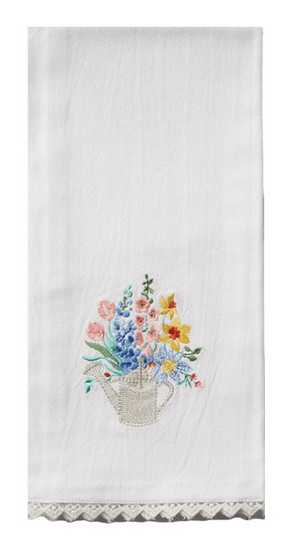 Watering Can Embroidered Dishtowel