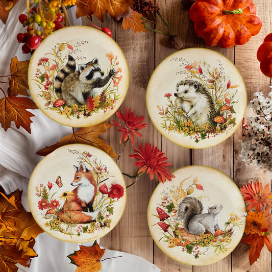 Woodland Critters Fall Dessert Plate