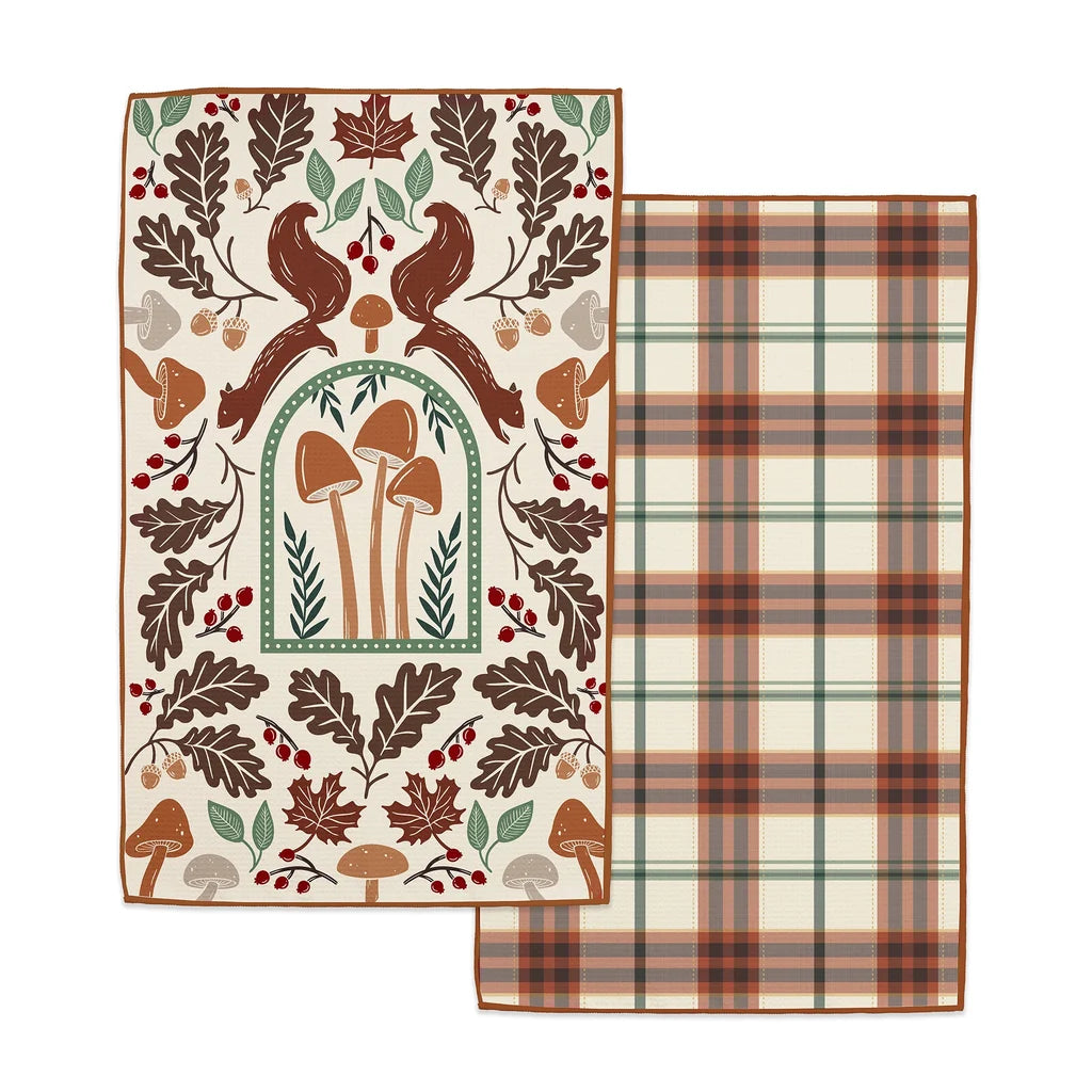 Woodland Stencil Printed Microfiber Dishtowel