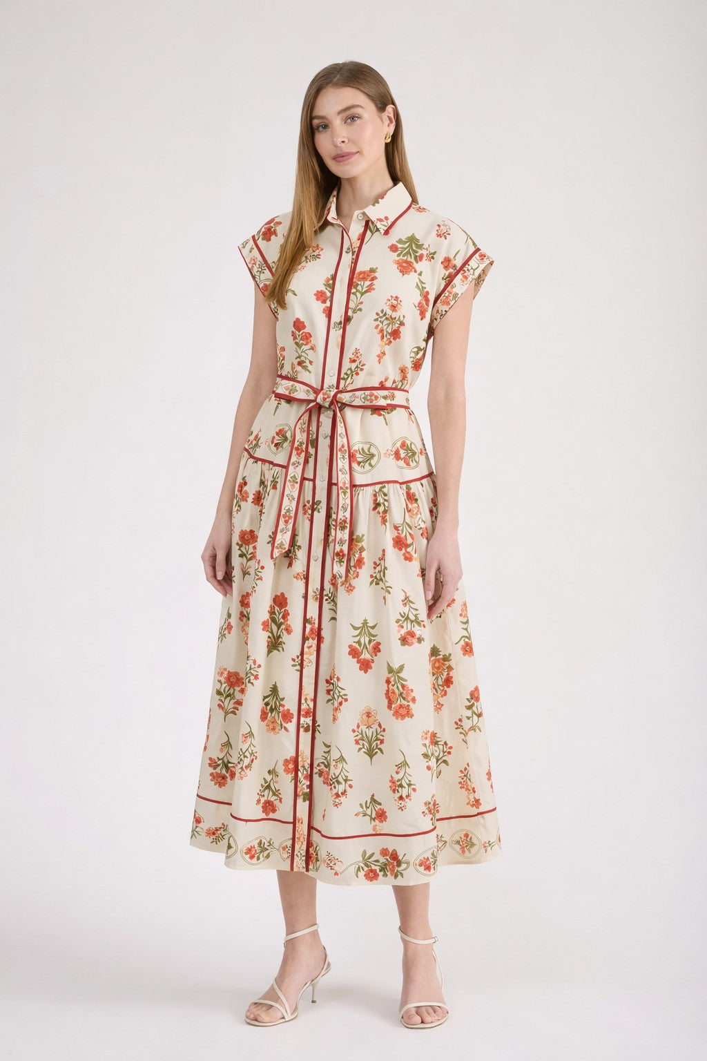 Zoe And Claire Floral Printed Shirt Dress