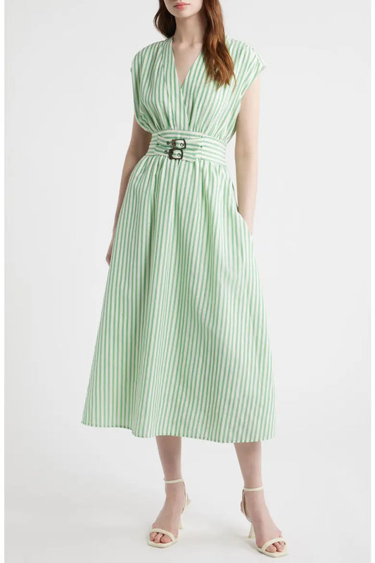 Zoe And Claire Stripe Fit & Flare Midi Dress