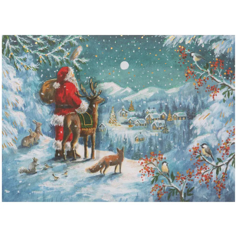 Santa Overlooking Village 8 Count Boxed Christmas Cards