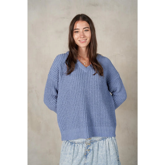 LALAMIA V-Neck Long Sleeve Knit Sweater