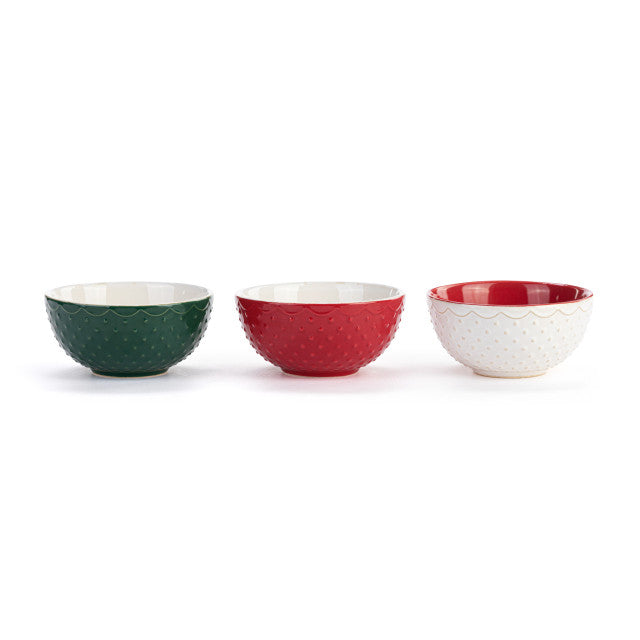 Ceramic Christmas Baking Bowls - Set Of Three