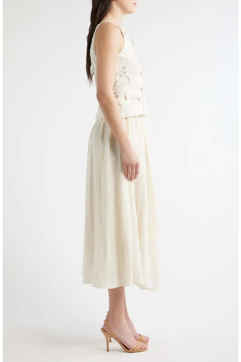 Zoe And Claire Embroidered Detail Cotton Blend Twofer Dress