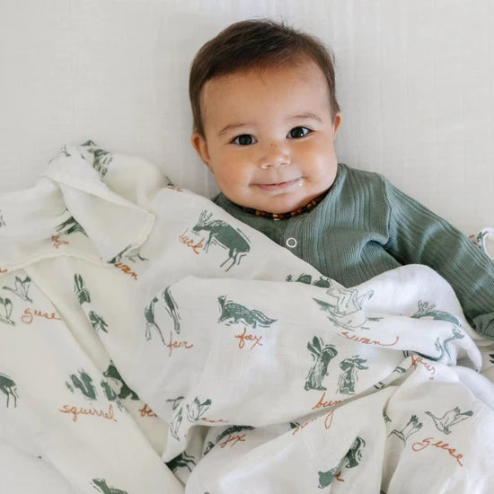 Saranoni Lakewood Animals Bamboo Rayon Muslin Swaddle