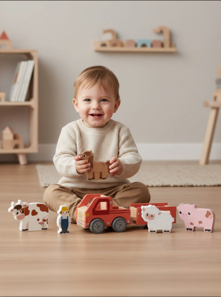 Wooden Tractor Playset