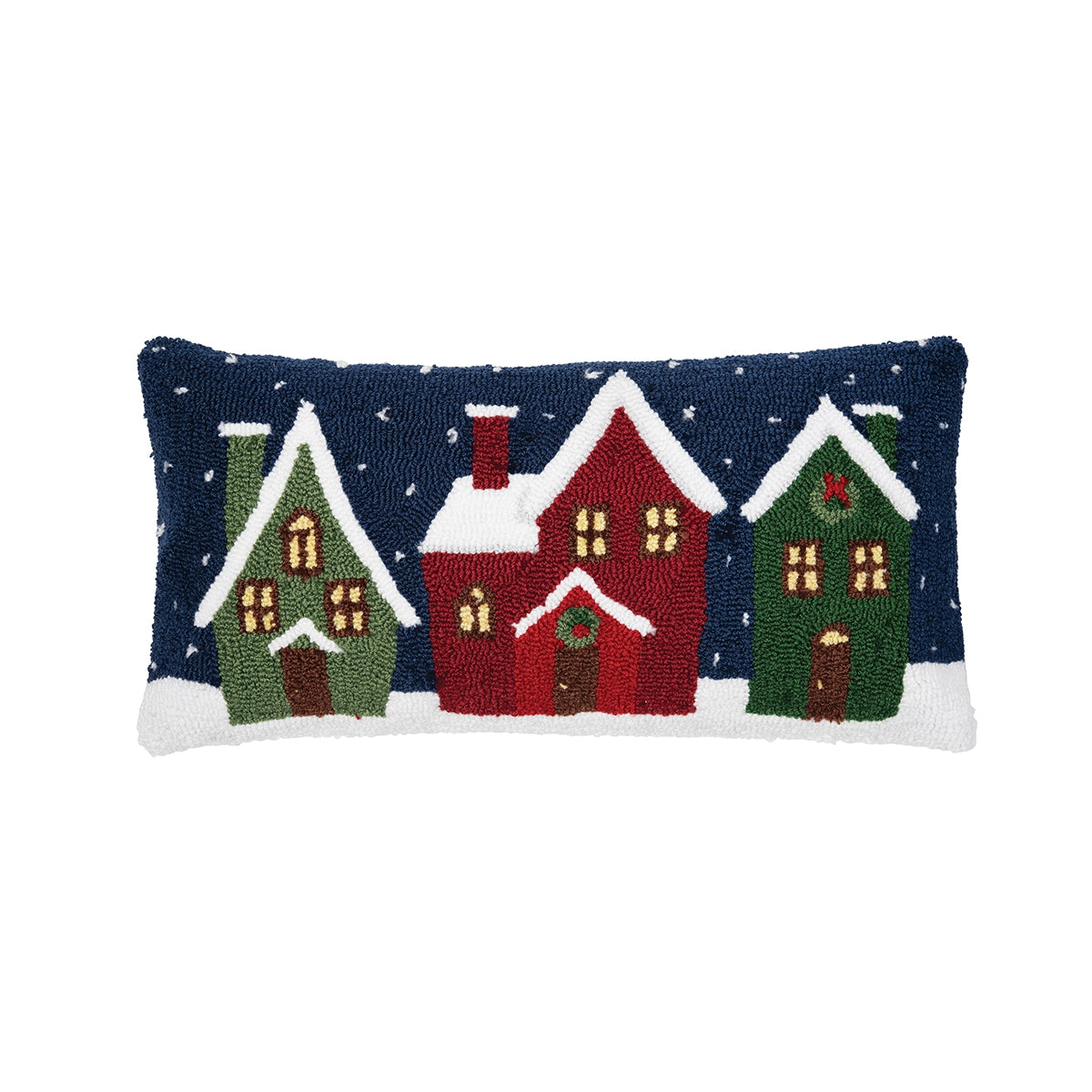 Winter Village Hooked Pillow