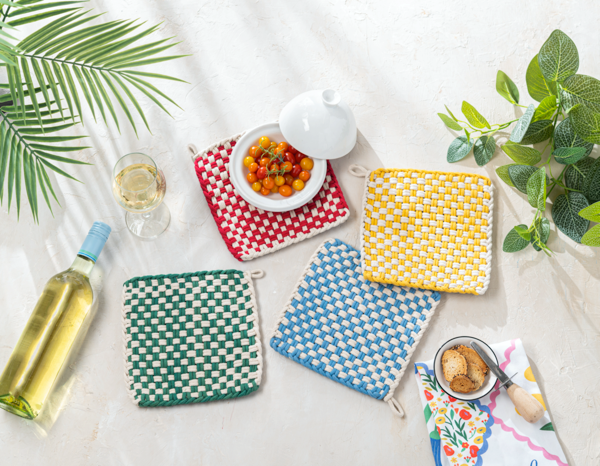 Cotton Crochet Check Pot Holder