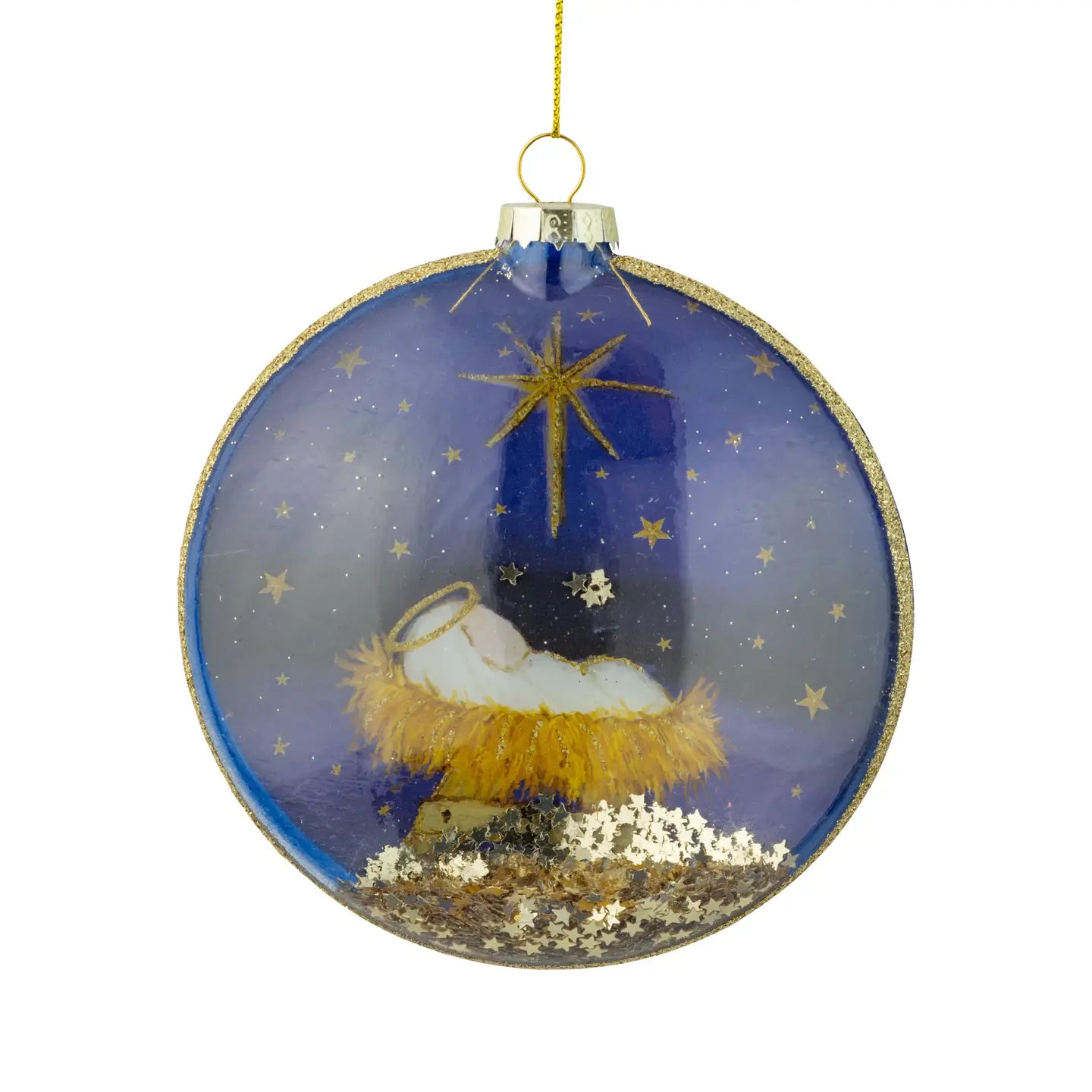 Glass Disk Nativity Ornament