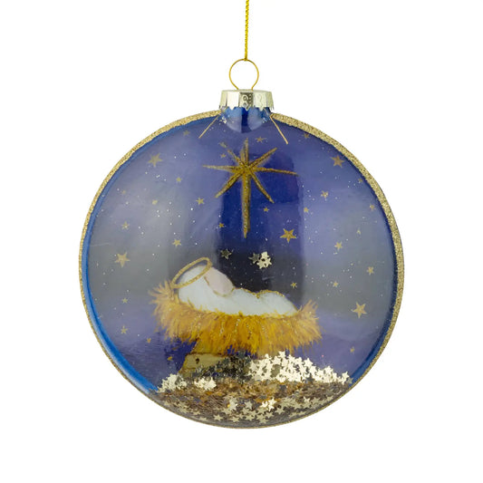 Glass Disk Nativity Ornament