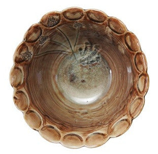 Debossed Stoneware Scalloped Bowl
