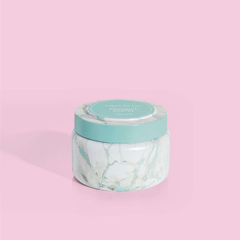 Coconut Santal Modern Marble Printed Travel Tin, 8.5oz