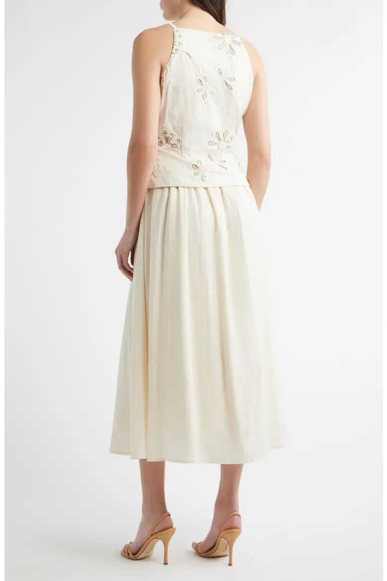 Zoe And Claire Embroidered Detail Cotton Blend Twofer Dress