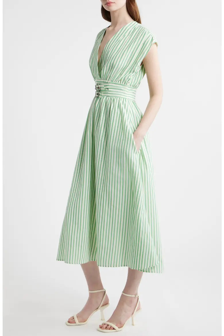Zoe And Claire Stripe Fit & Flare Midi Dress