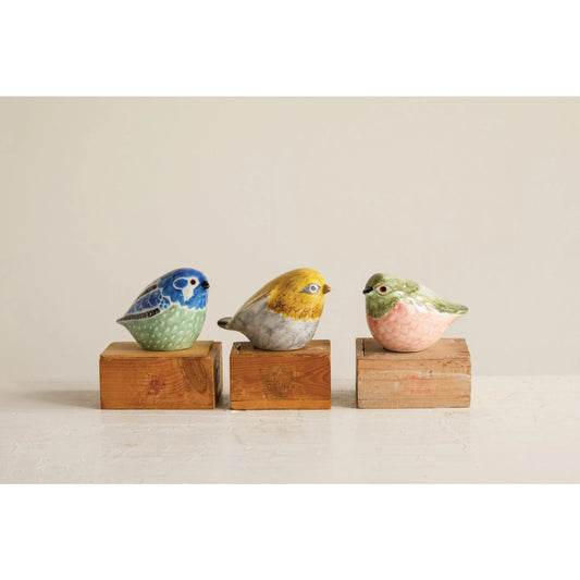 Hand Painted Stoneware Birds