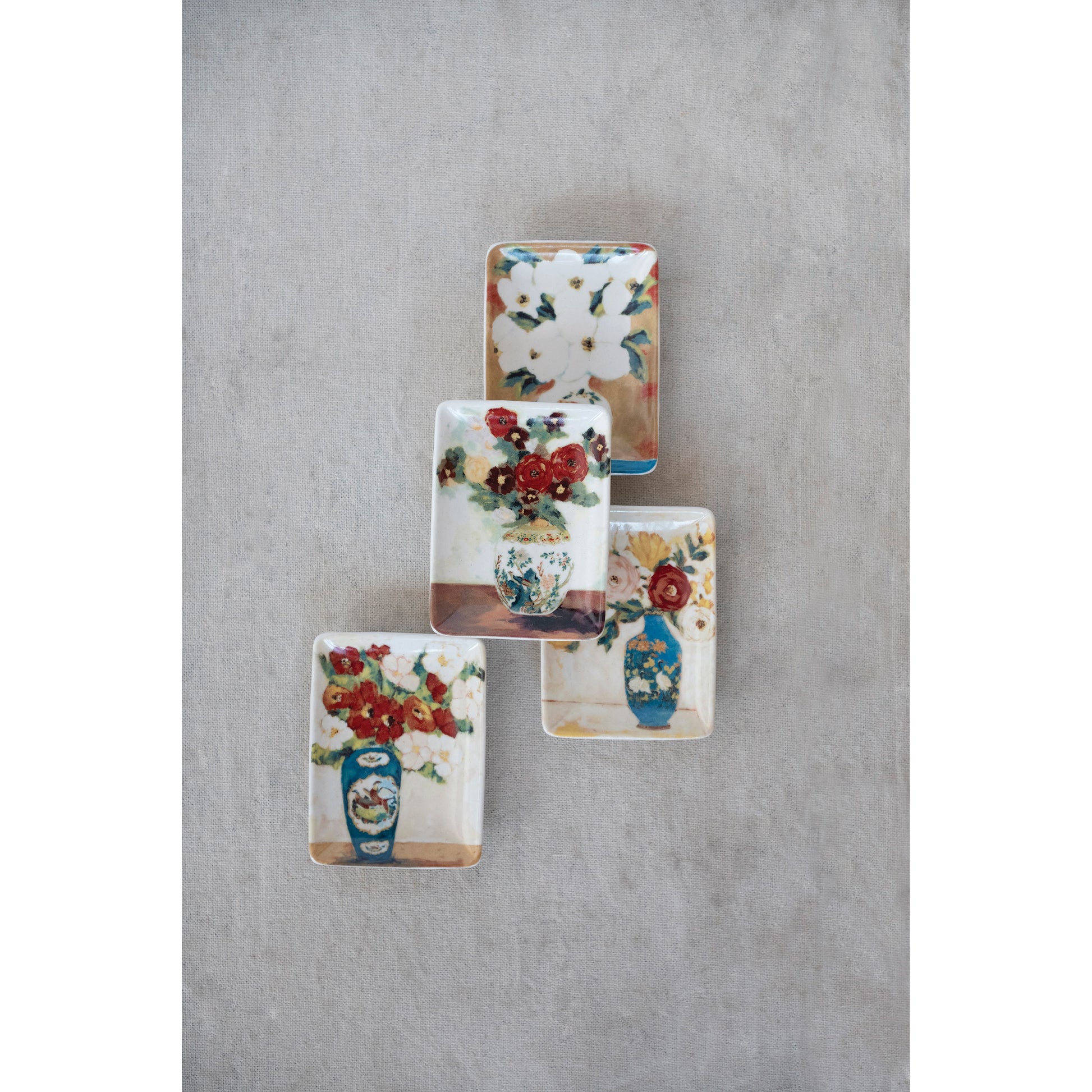 Stoneware Dish with Flowers in Vase