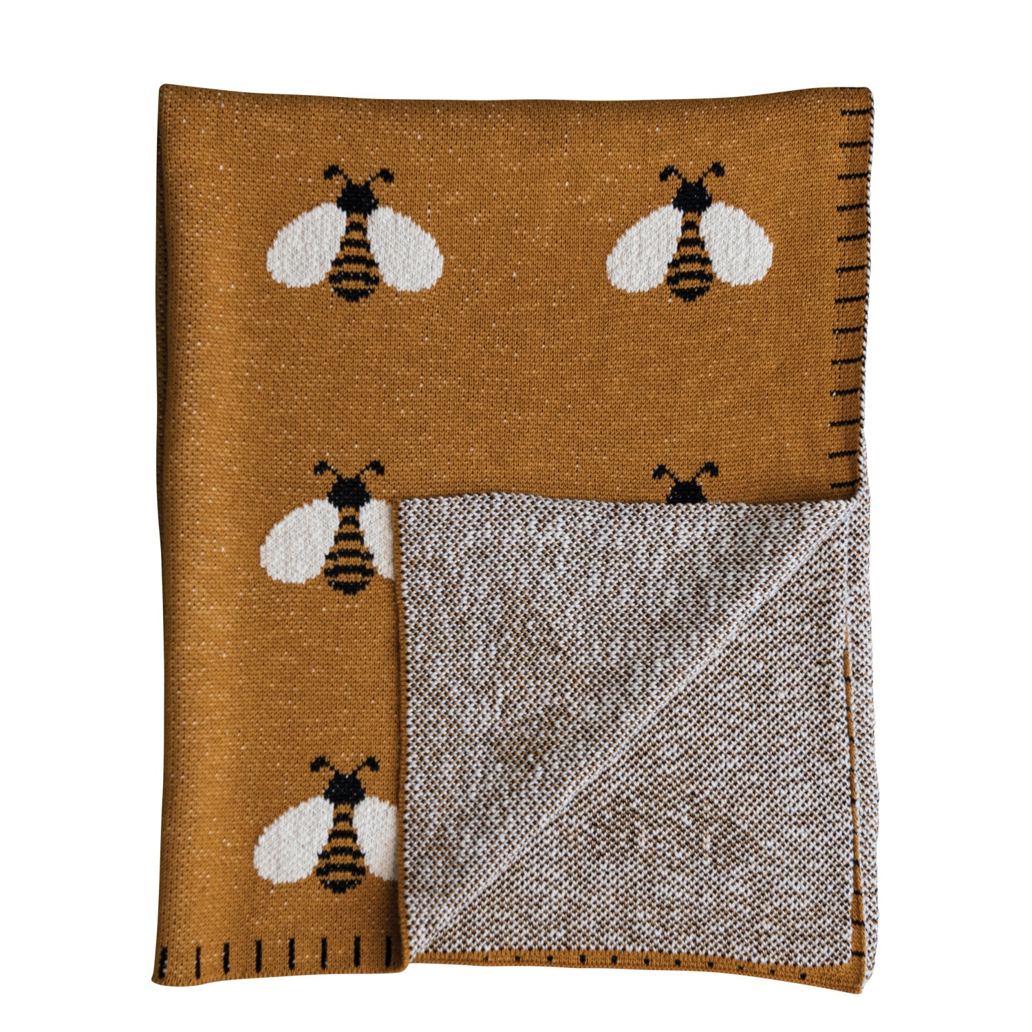 Cotton Knit Baby Blanket With Bees