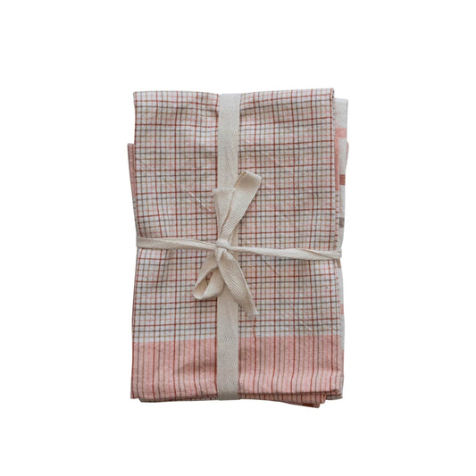 Cotton Tea Towels, Multi Color Plaid, Set of 3