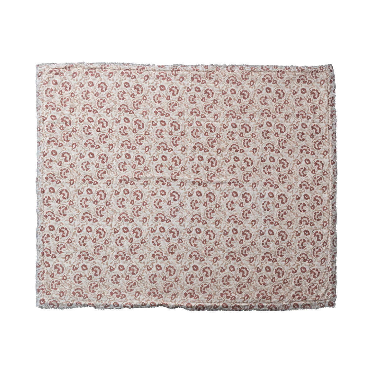 Woven Cotton Printed Throw With Sherpa Back
