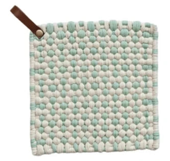 Cotton Crocheted Pot Holder With Leather Loop