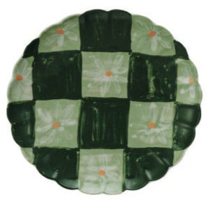 Hand-Painted Stoneware Scalloped Plate
