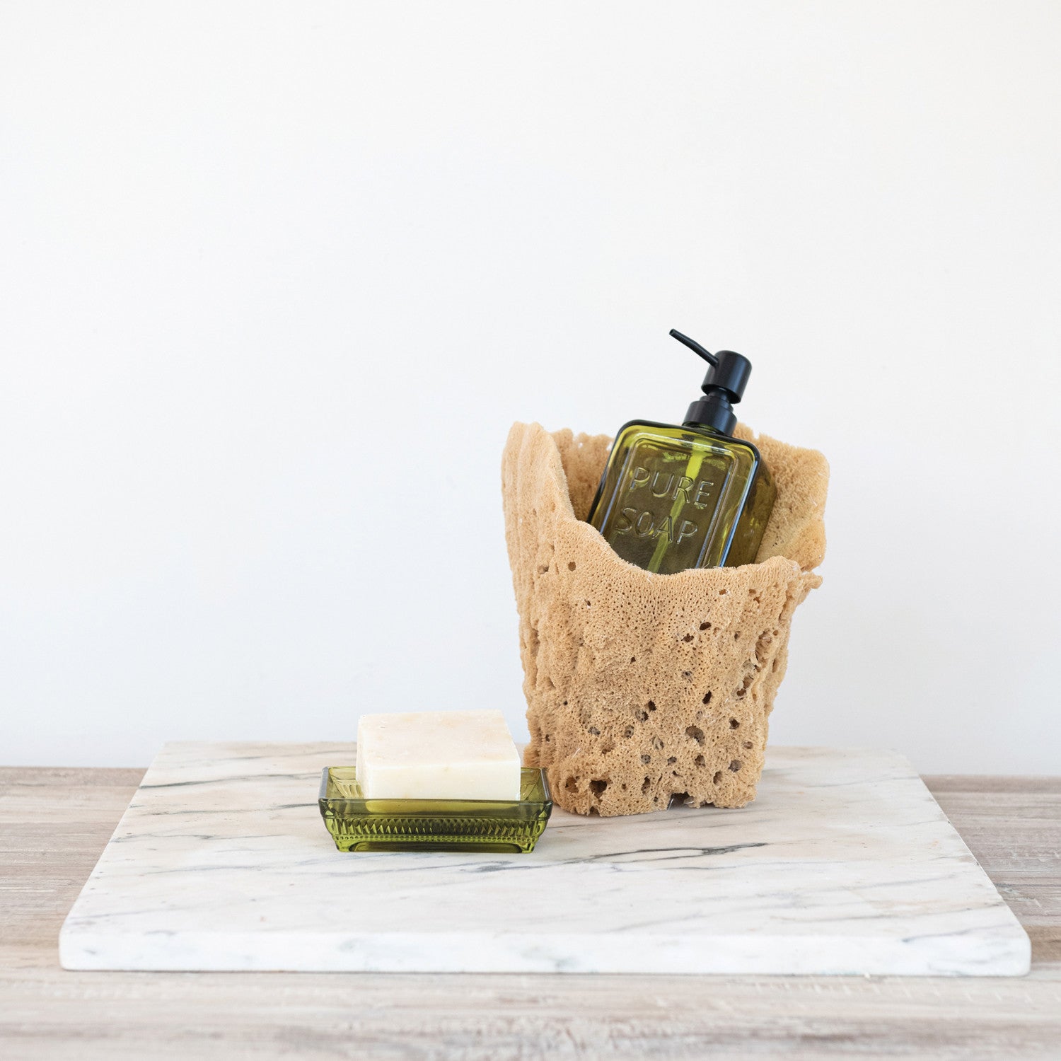 Pressed Glass Soap Dispenser with Pump