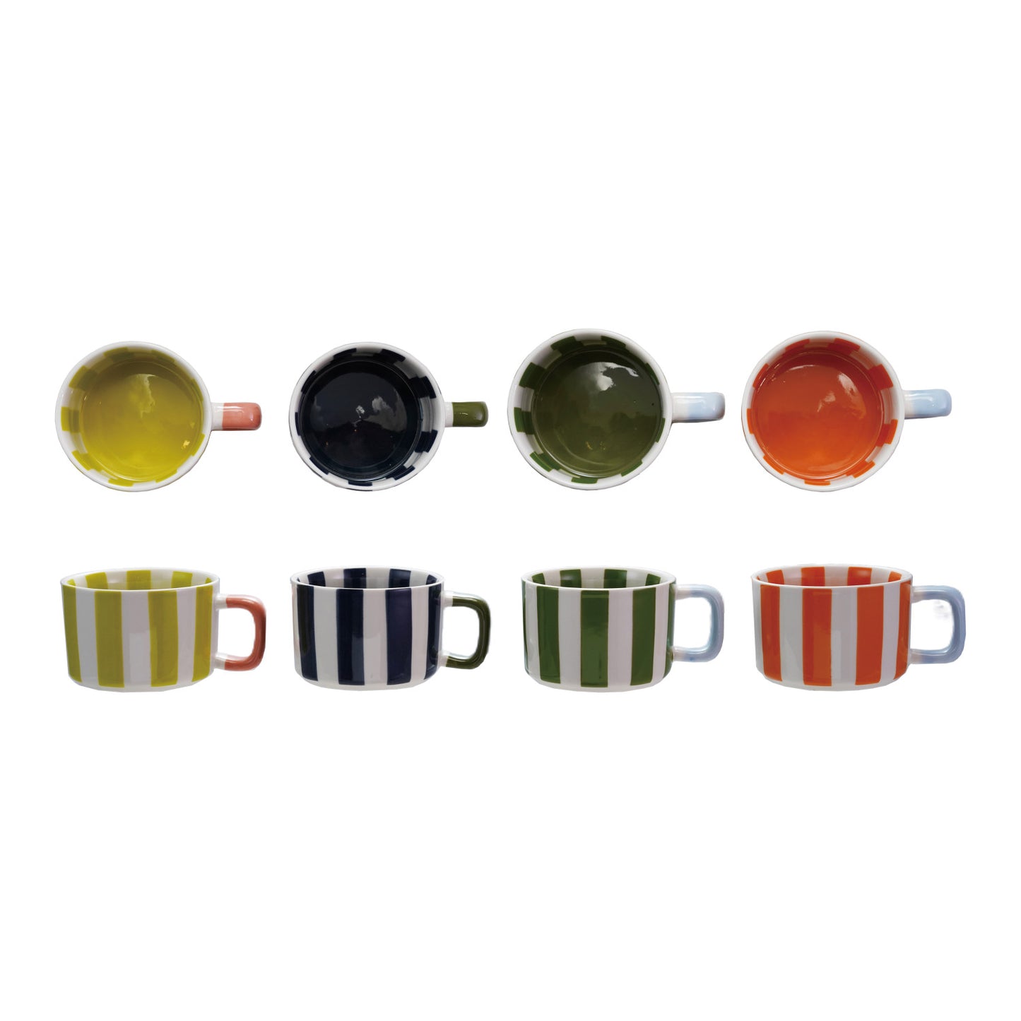 Hand-Painted Stoneware Striped Mug