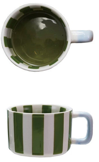 Hand-Painted Stoneware Striped Mug