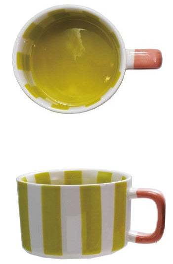 Hand-Painted Stoneware Striped Mug