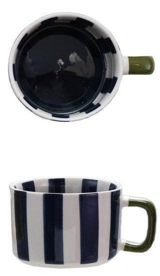 Hand-Painted Stoneware Striped Mug