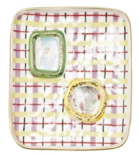 Hand-Painted Dish with Gold Electroplating