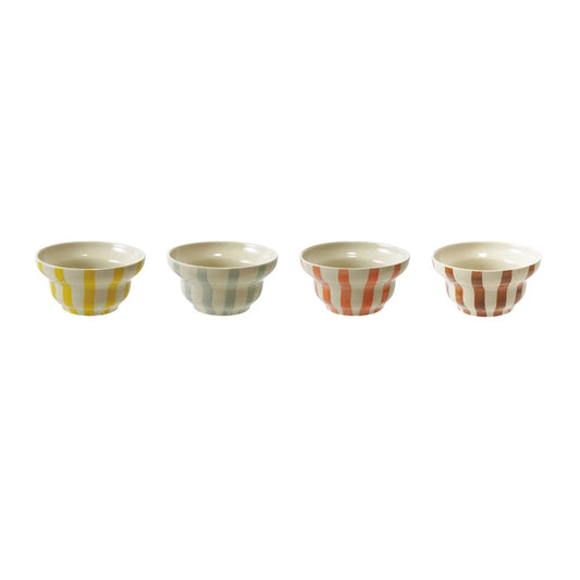 Hand-Painted Stoneware Striped Bowl