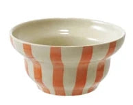 Hand-Painted Stoneware Striped Bowl
