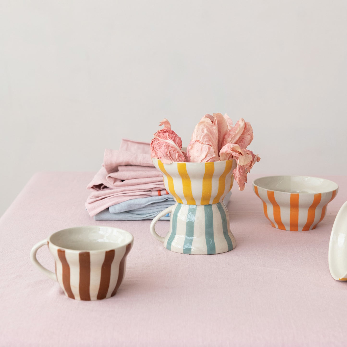 Hand-Painted Stoneware Striped Mug