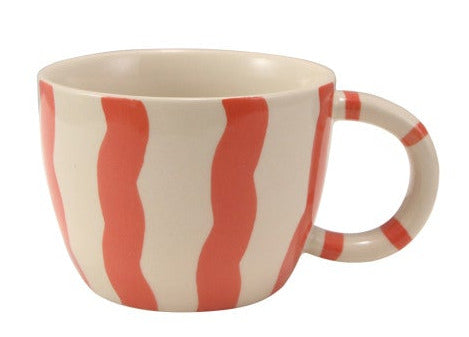 Hand-Painted Stoneware Striped Mug