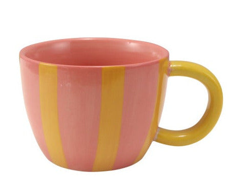 Hand-Painted Stoneware Striped Mug