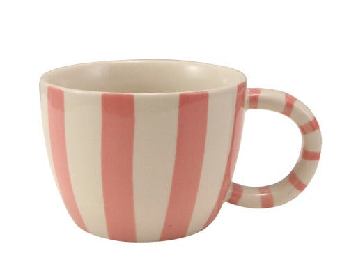 Hand-Painted Stoneware Striped Mug