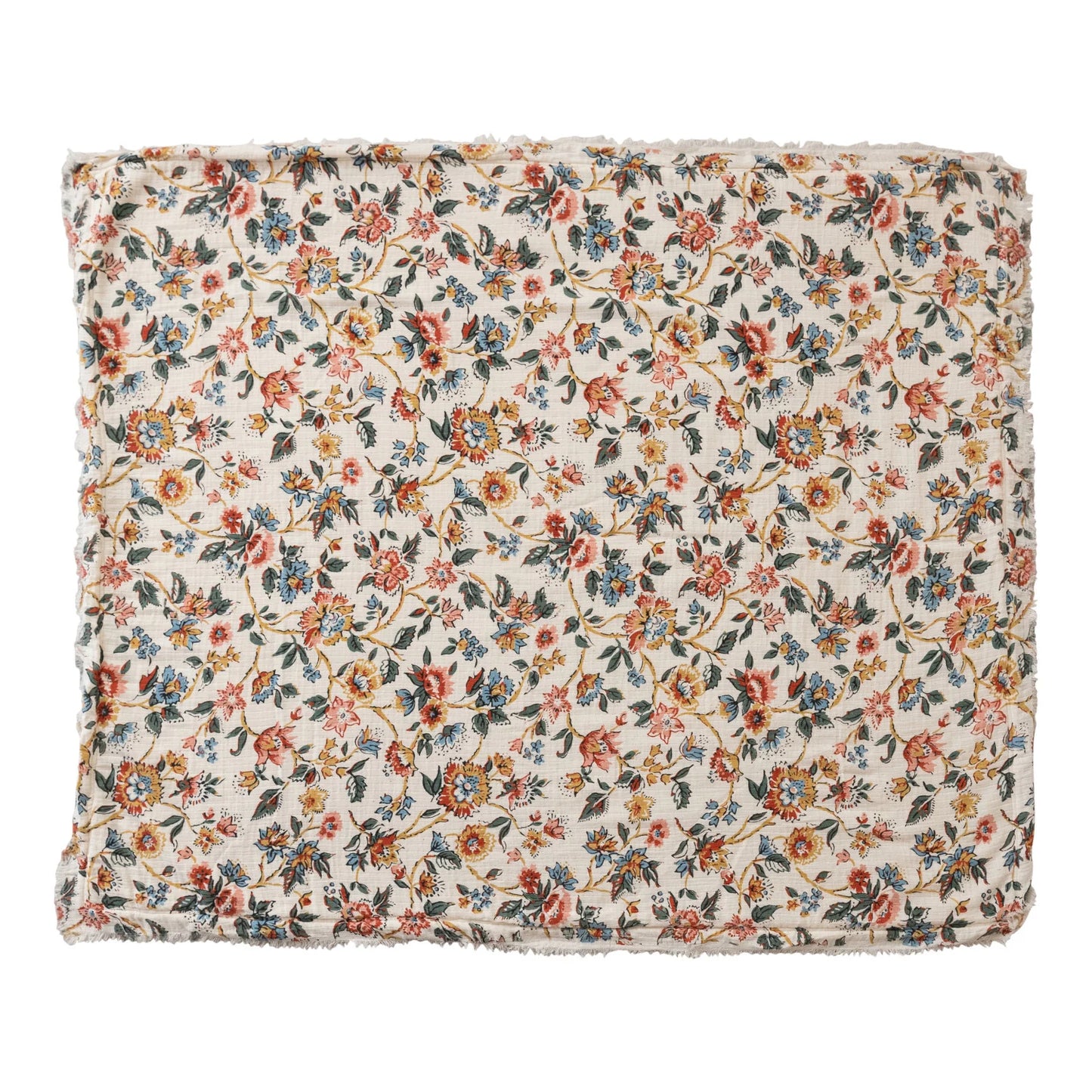 Woven Cotton Printed Throw With Sherpa Back