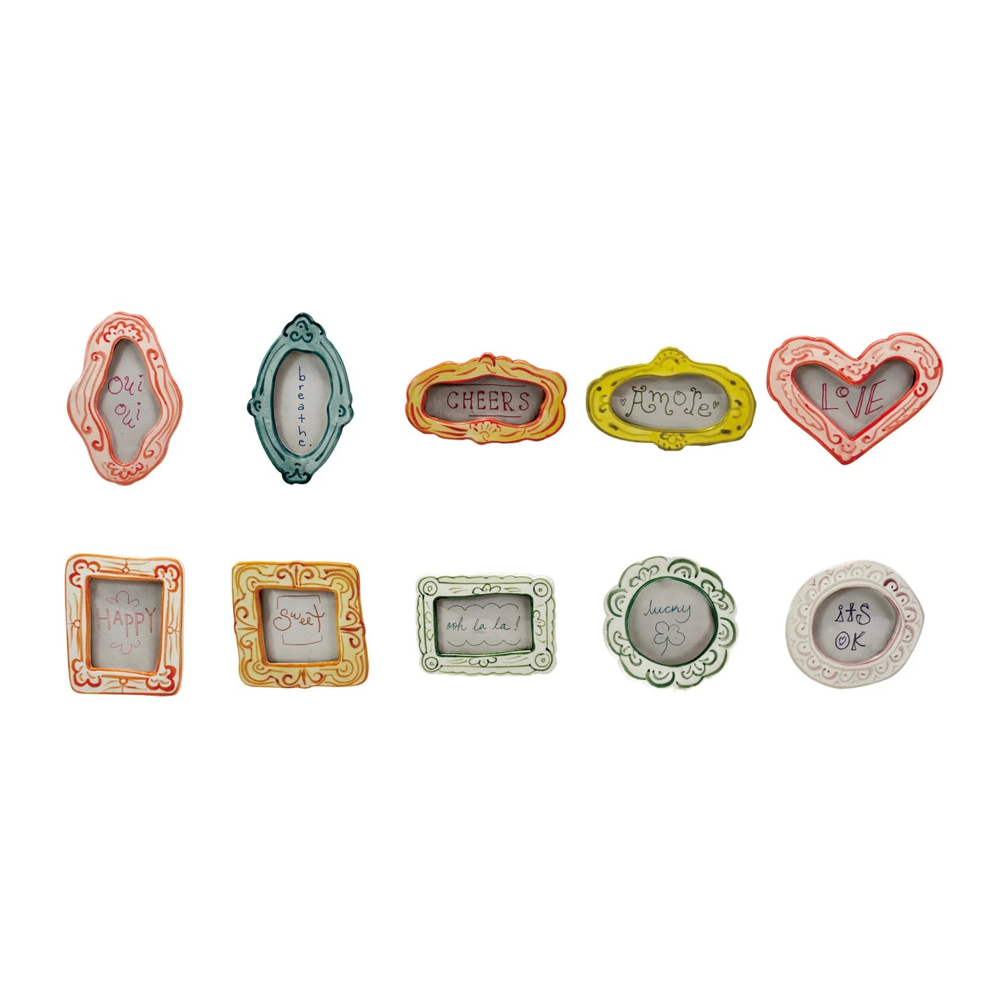 Hand-Painted Stoneware Mini Photo Frame Magnet