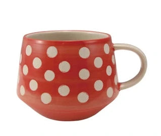 Hand-Painted Stoneware Mug With Wax Relief Dots